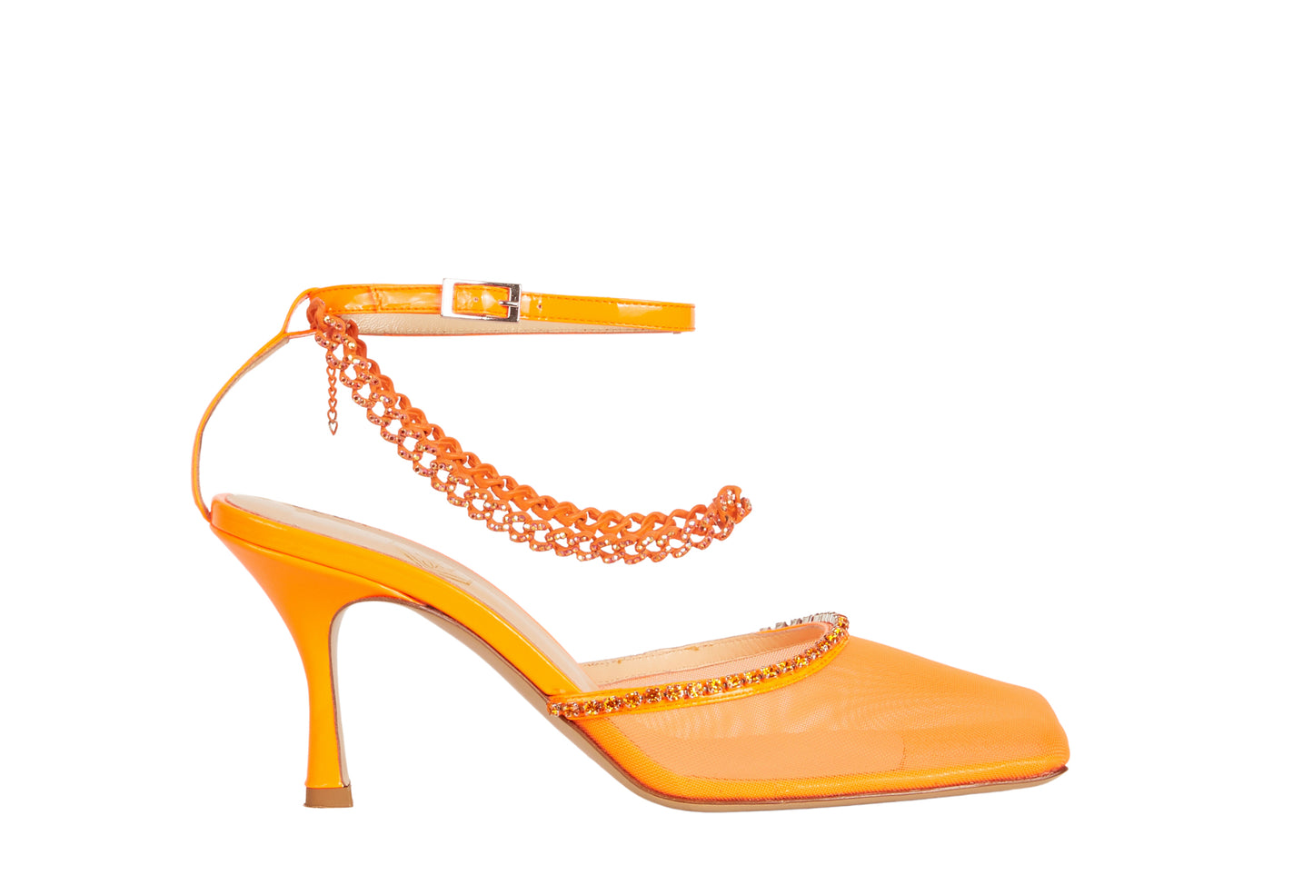 Orange Mesh Pumps