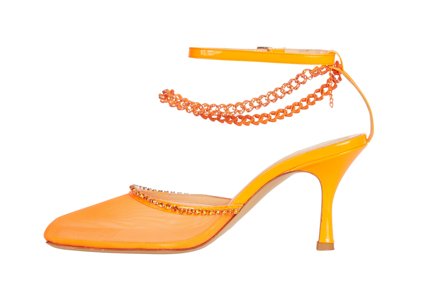 Orange Mesh Pumps