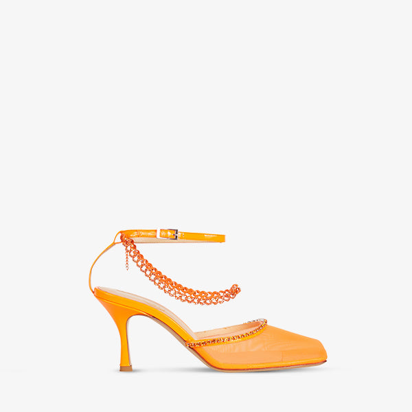 Orange Mesh Pumps