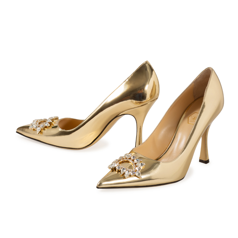 Female gold legs wearing summer high heels over golden background ,  21924264, body parts, fashion