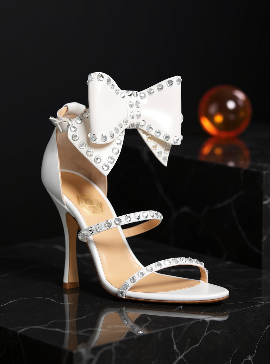 White Sculptural Sandal – Handmade Italian Heel